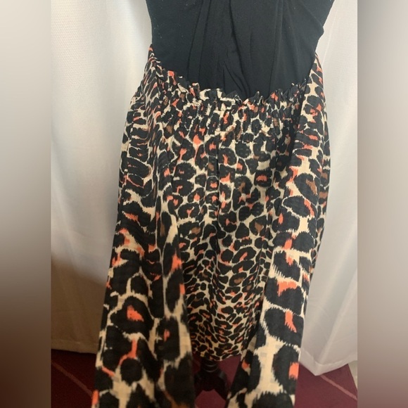 WHO What Wear Sketched Leopard Print Skirt in Black/Brown/Coral - Picture 9 of 9